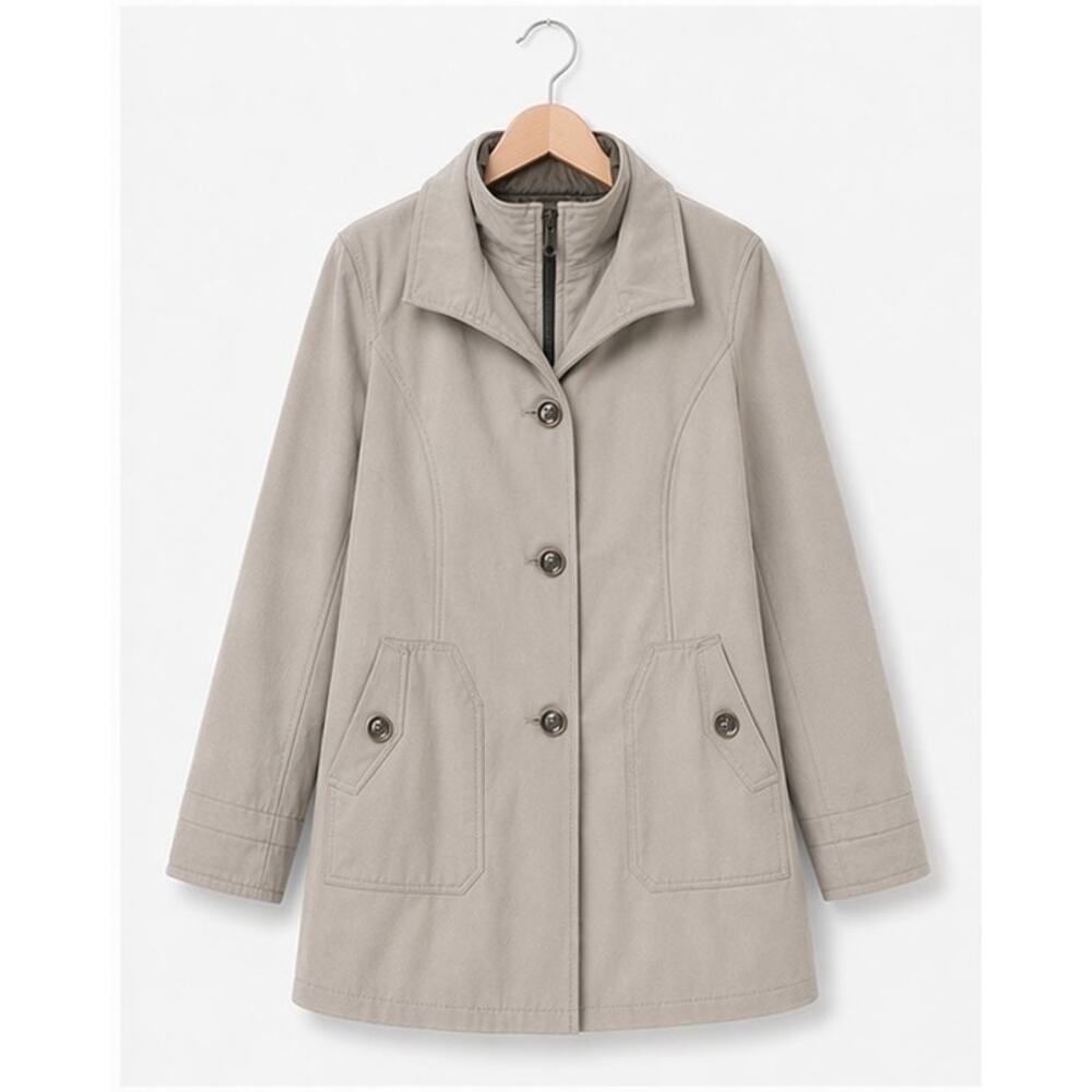 Gallery Coat Beige Button Front Jacket Womens XL 14